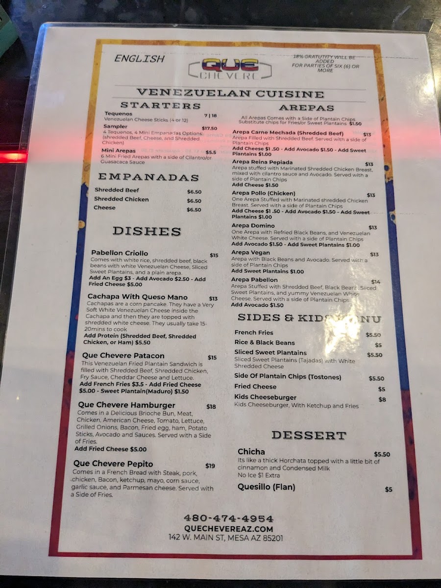 Menu Que Chevere-2