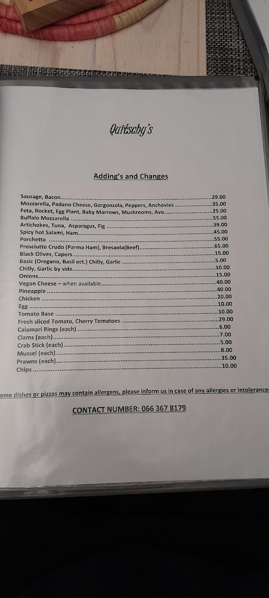 Menu Quitschy's Pizza Restaurant-7