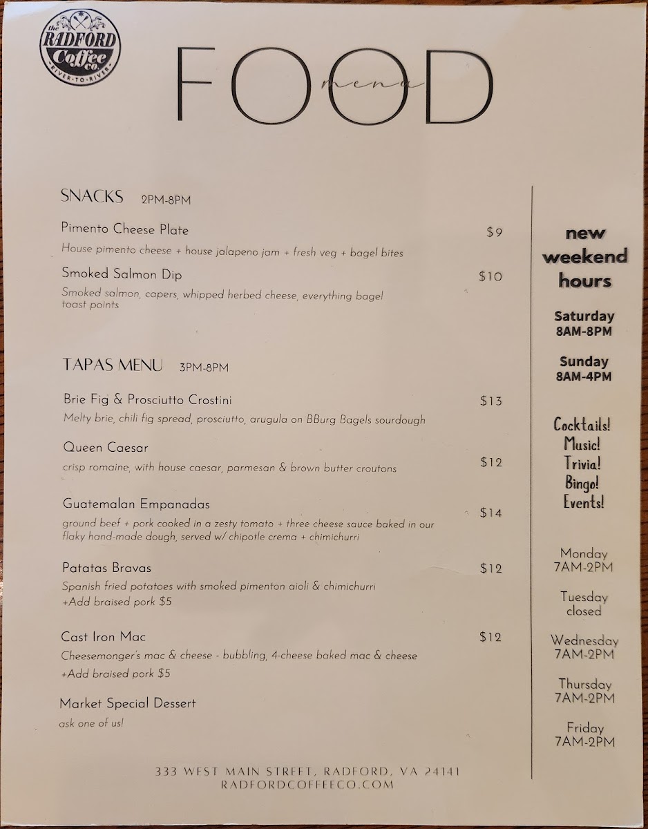 Menu Radford Coffee Company-1
