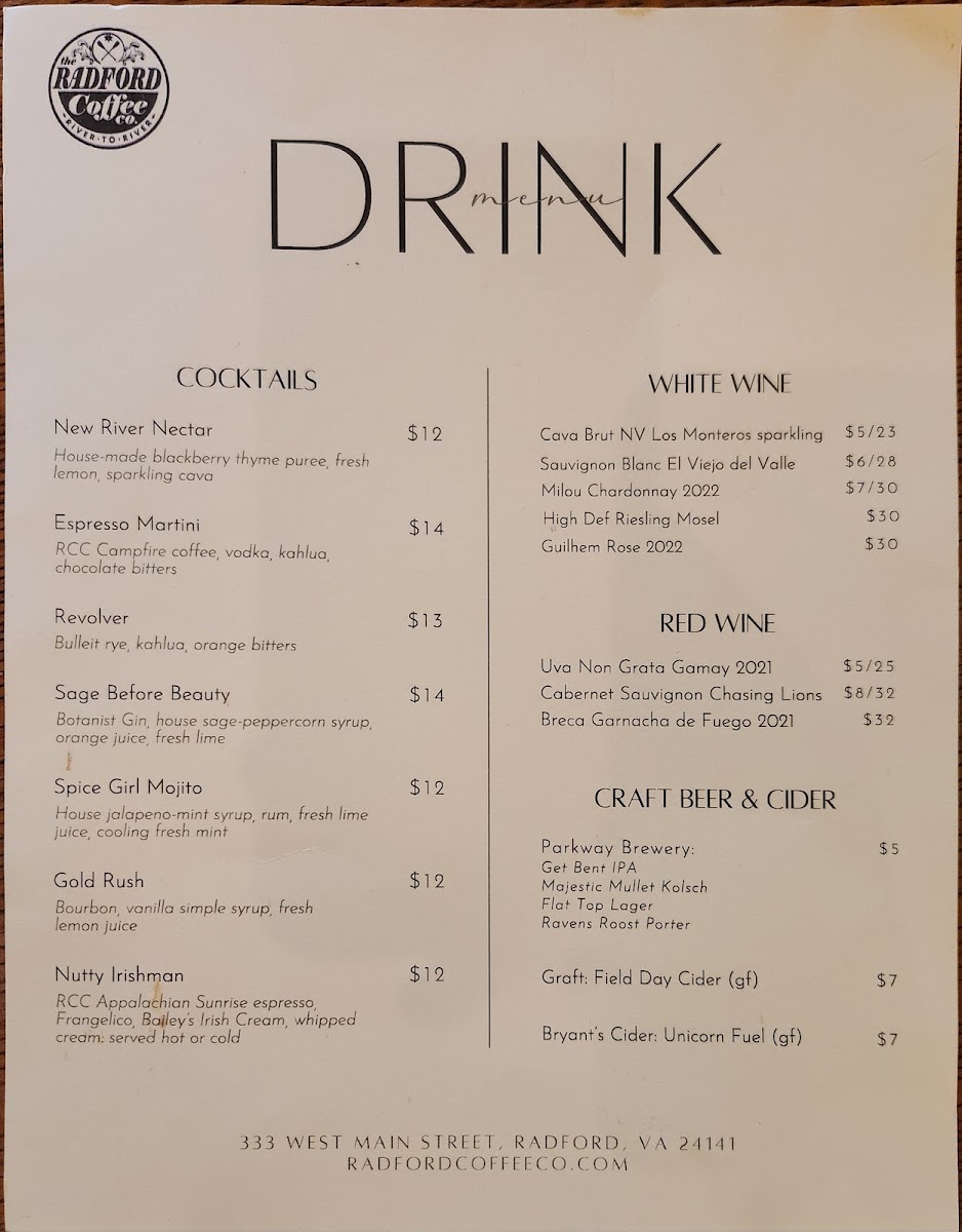 Menu Radford Coffee Company-2