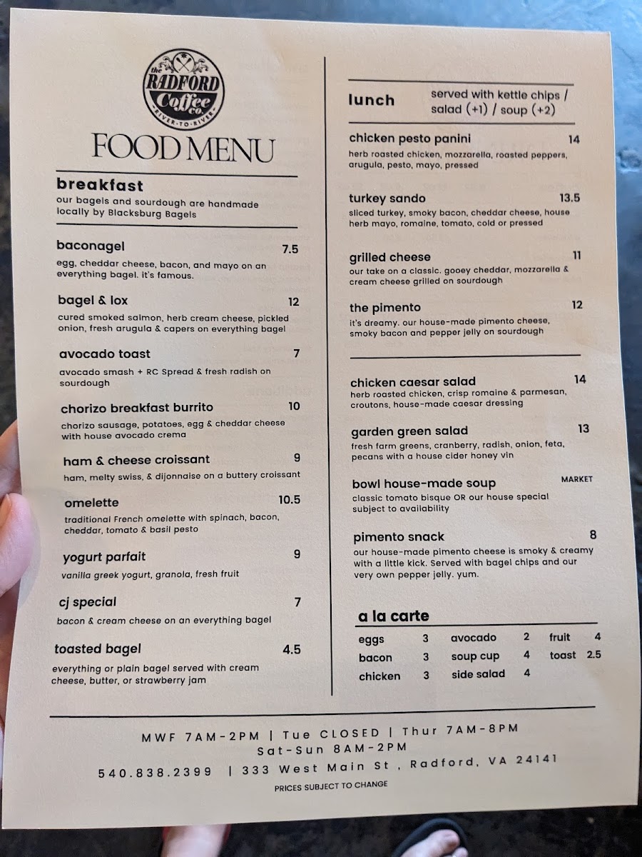 Menu Radford Coffee Company-3