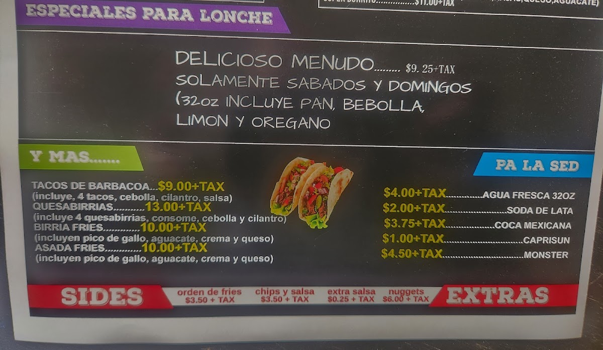 Menu Rafa's Burritos Horizon-7