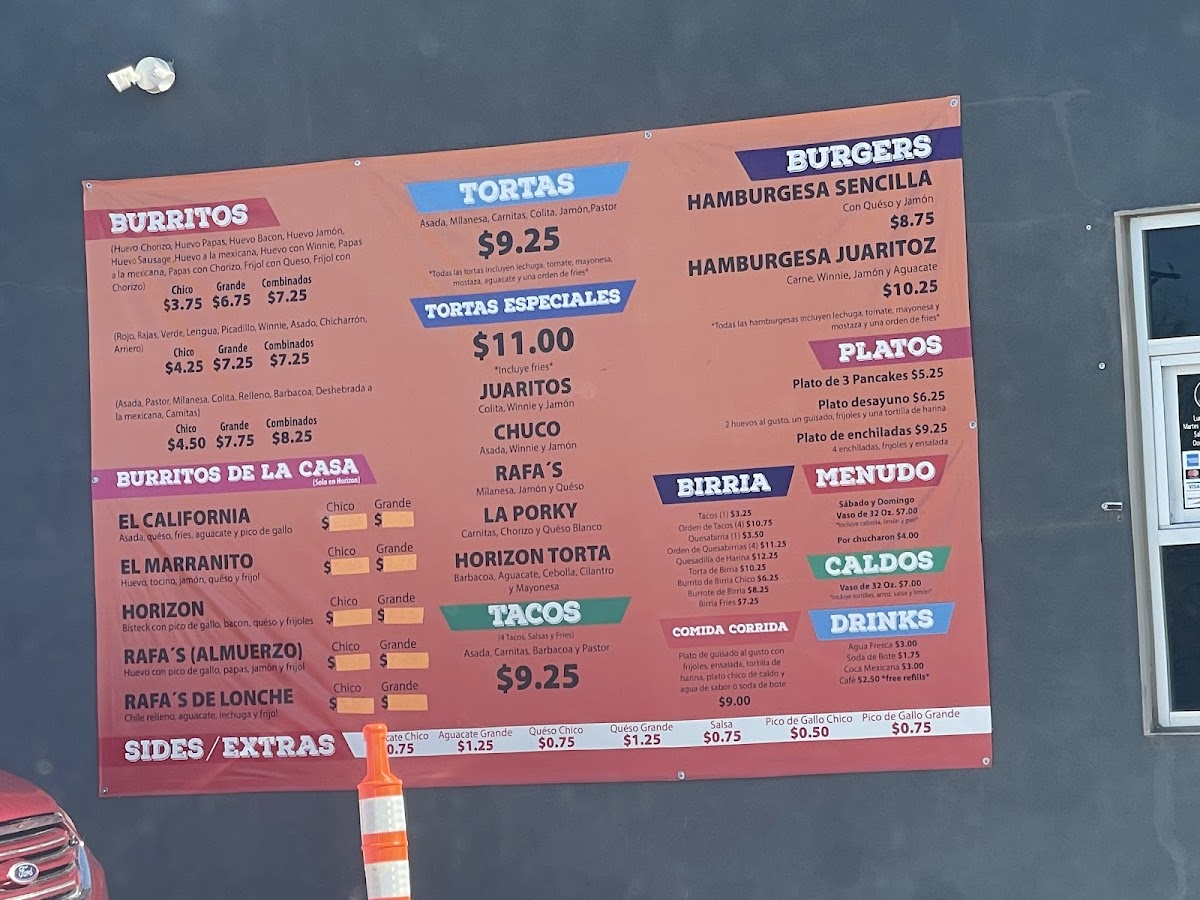 Menu Rafa's Burritos Horizon-9