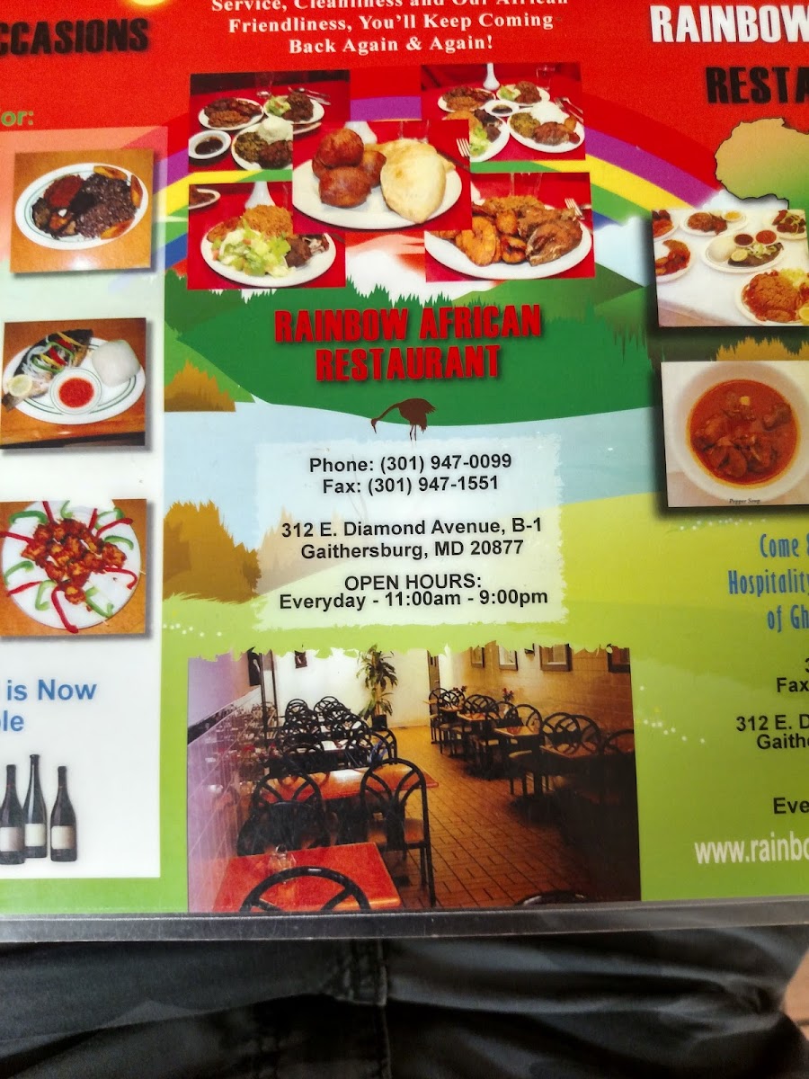 Menu Rainbow African Restaurant -West African Cuisine-9