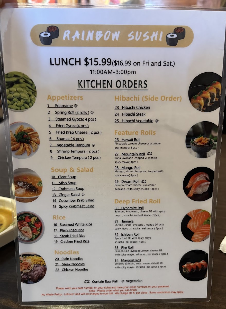 Menu Rainbow Sushi Japanese Restaurant - All You Can Eat-1
