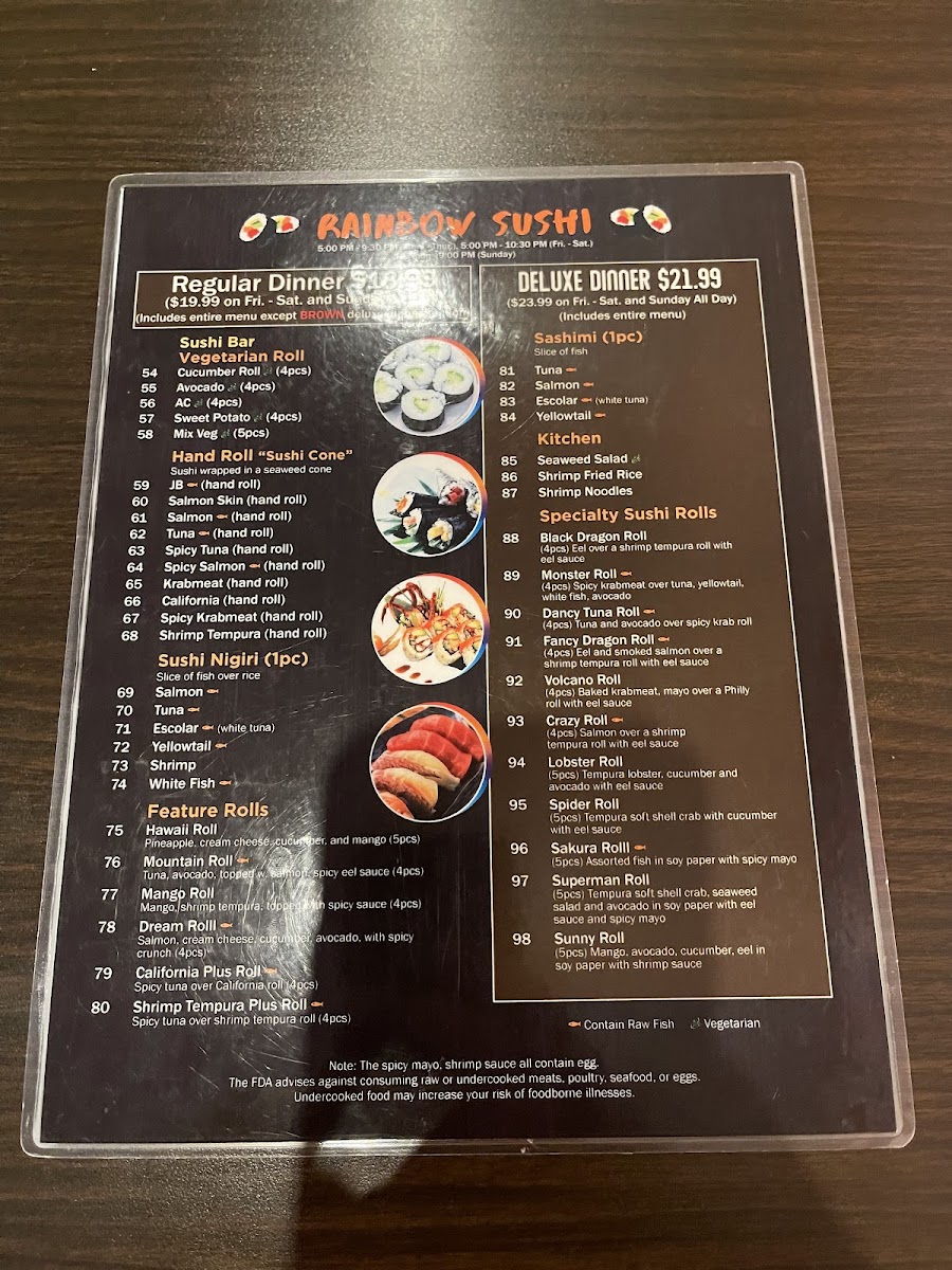 Menu Rainbow Sushi Japanese Restaurant - All You Can Eat-10