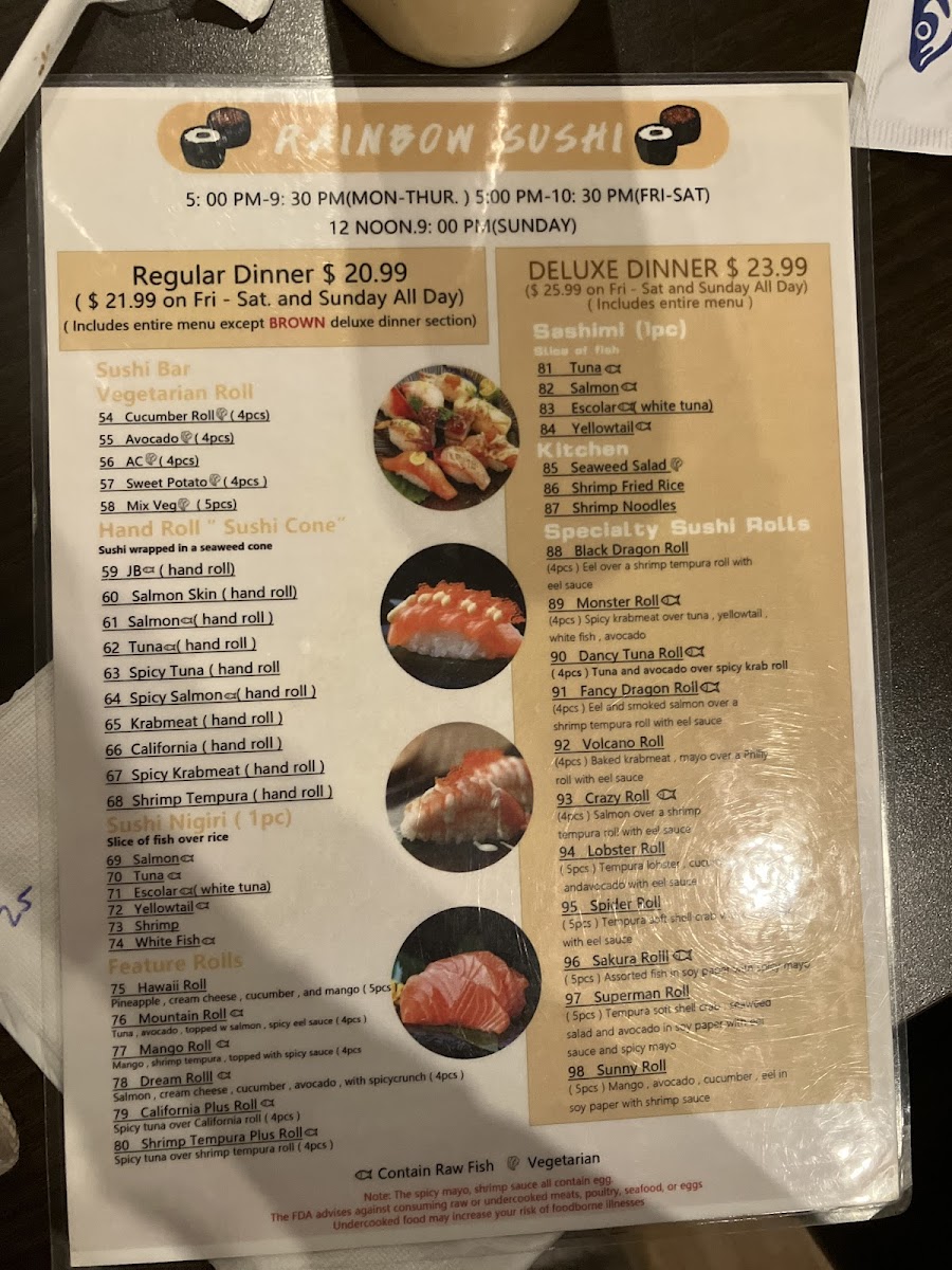 Menu Rainbow Sushi Japanese Restaurant - All You Can Eat-8