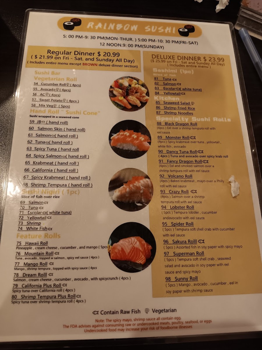 Menu Rainbow Sushi Japanese Restaurant - All You Can Eat-9