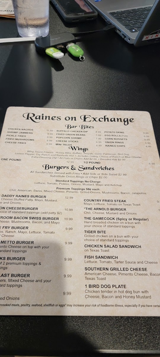 Menu Raines On Exchange Bar And Grill, Llc-10