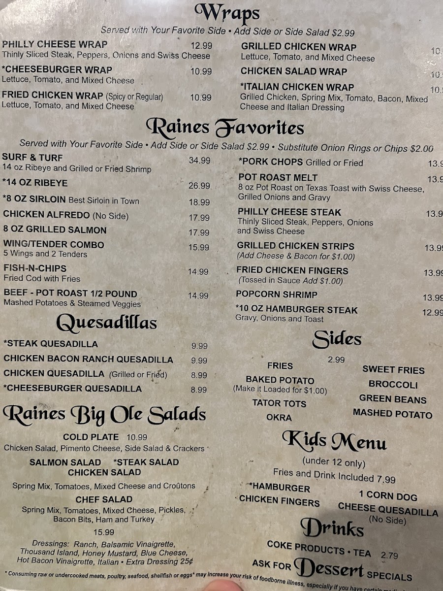 Menu Raines On Exchange Bar And Grill, Llc-2