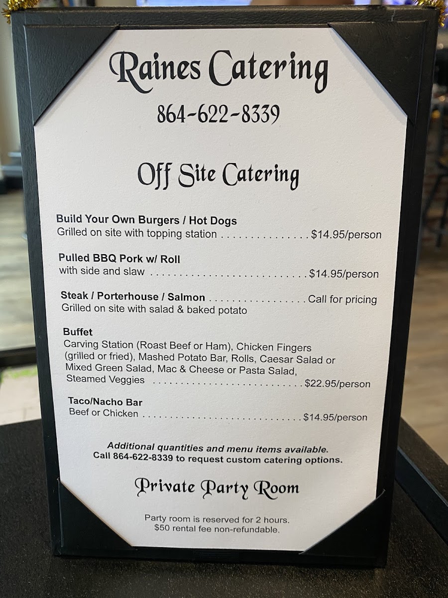 Menu Raines On Exchange Bar And Grill, Llc-6