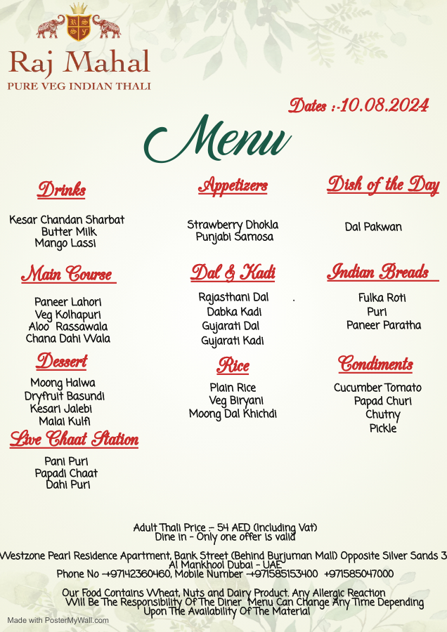 Menu Raj Mahal Restaurant-1