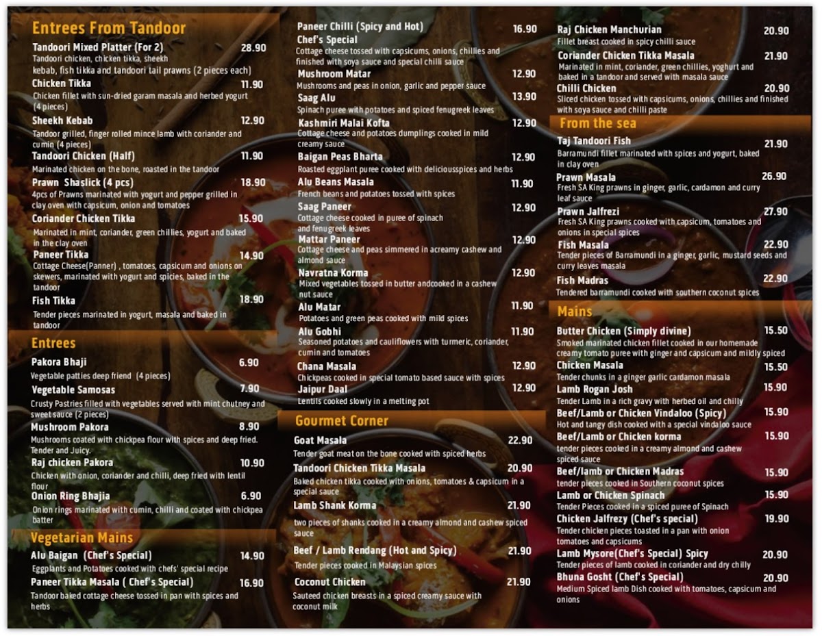 Menu Raj On Taj Port Adelaide Plaza-1