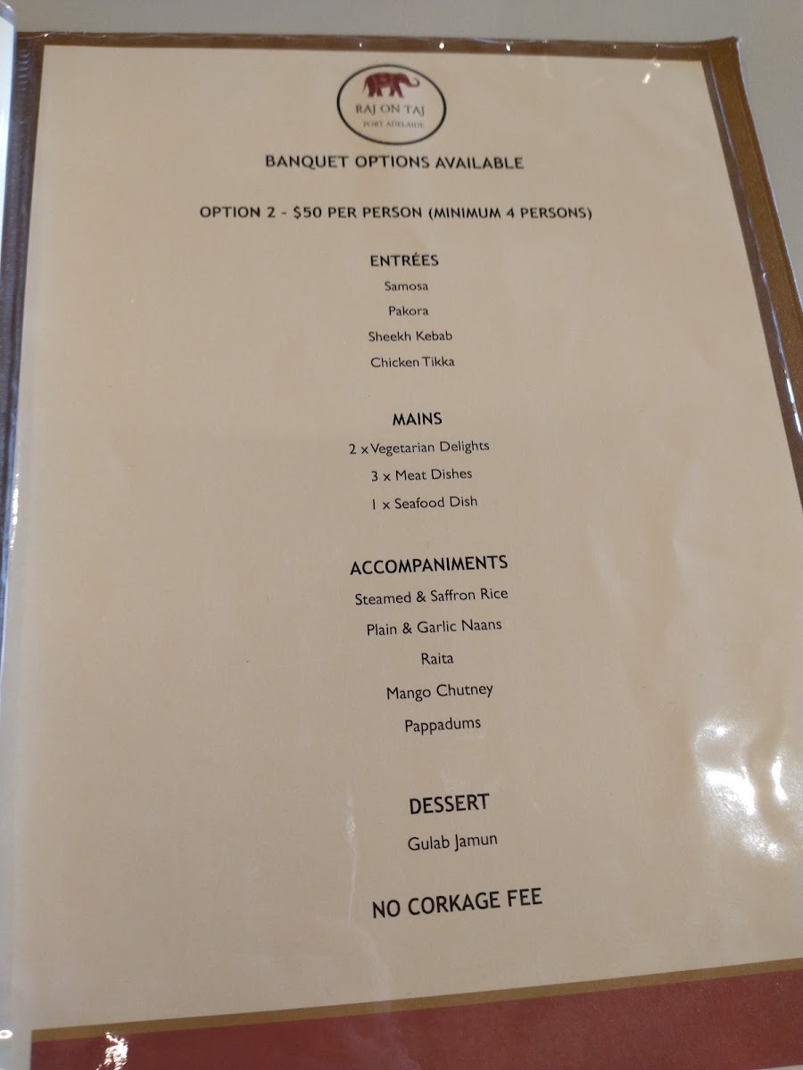 Menu Raj On Taj Port Adelaide Plaza-5