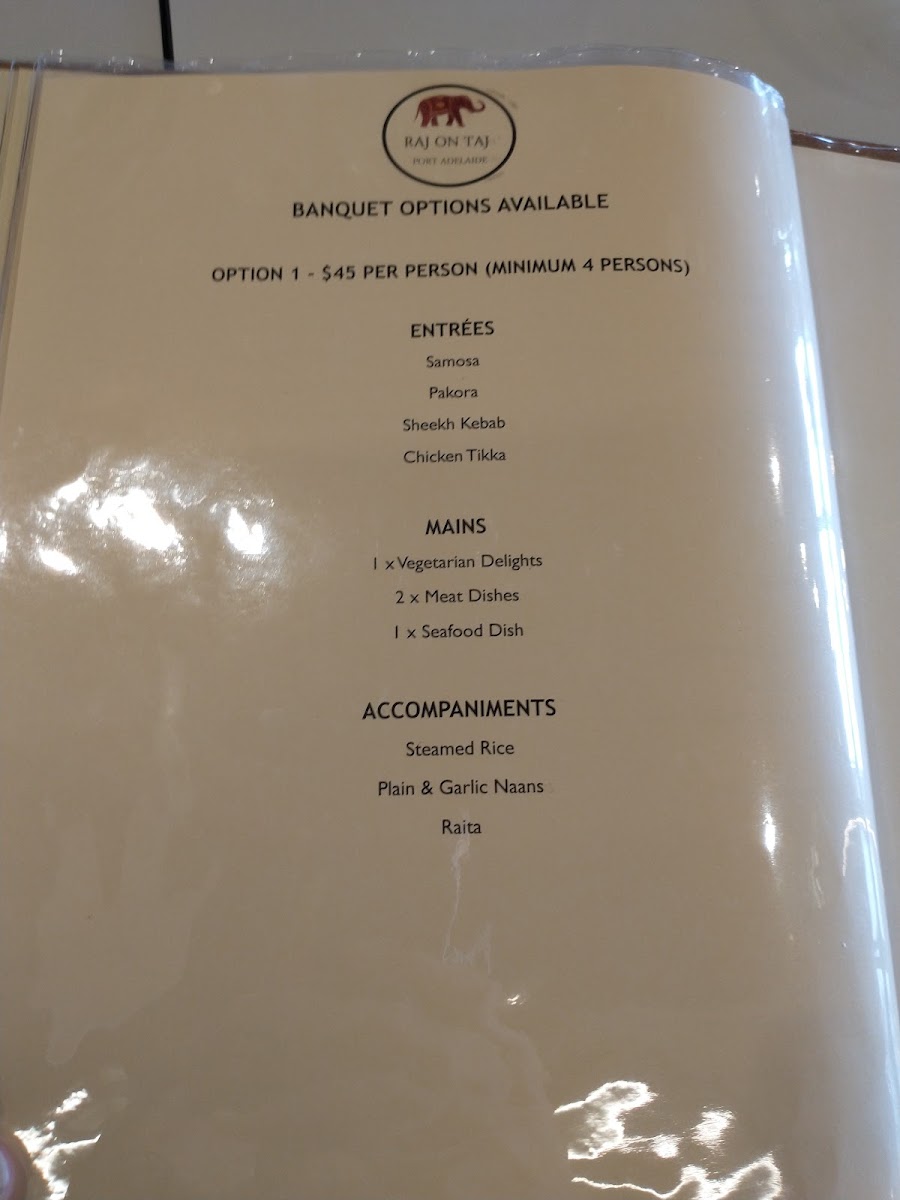 Menu Raj On Taj Port Adelaide Plaza-8