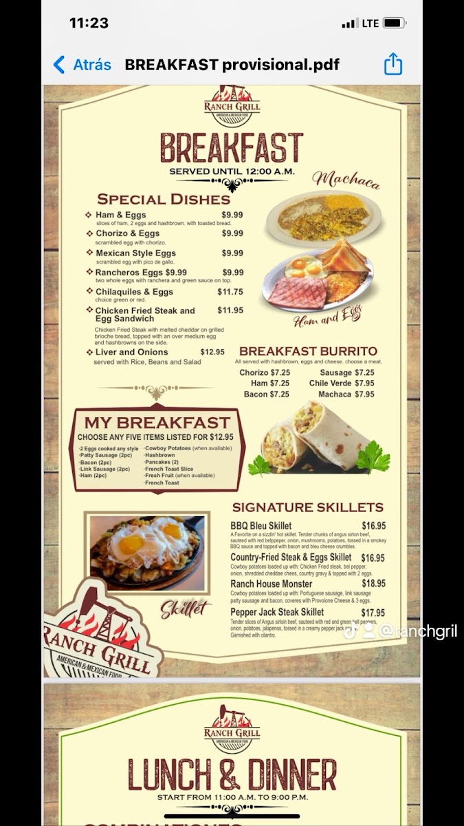 Menu Ranch Grill Restaurant-1