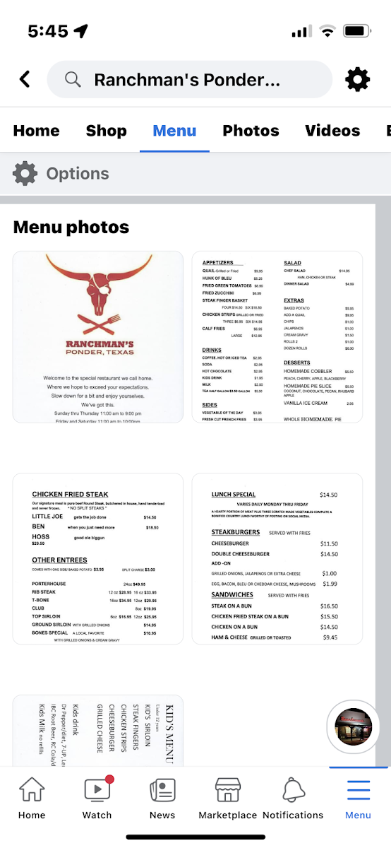 Menu Ranchman's By Marty B-1