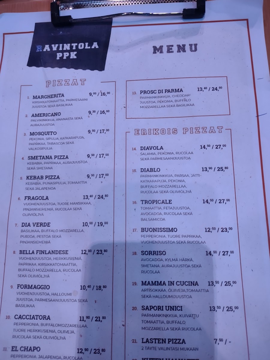Menu Ravintola Ppk-1
