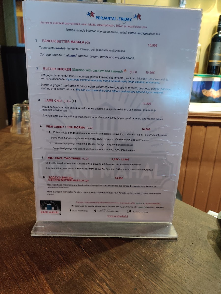 Menu Ravintola Rani Mahal-1
