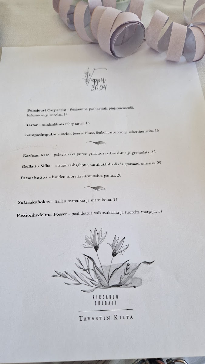 Menu Ravintola Tavastin Kilta-2