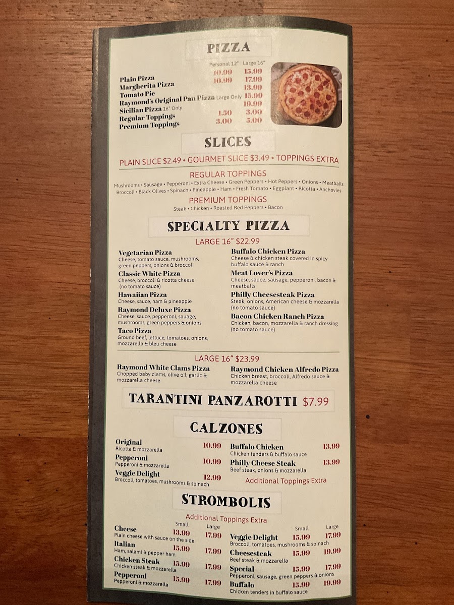 Menu Raymond's Pizza-2