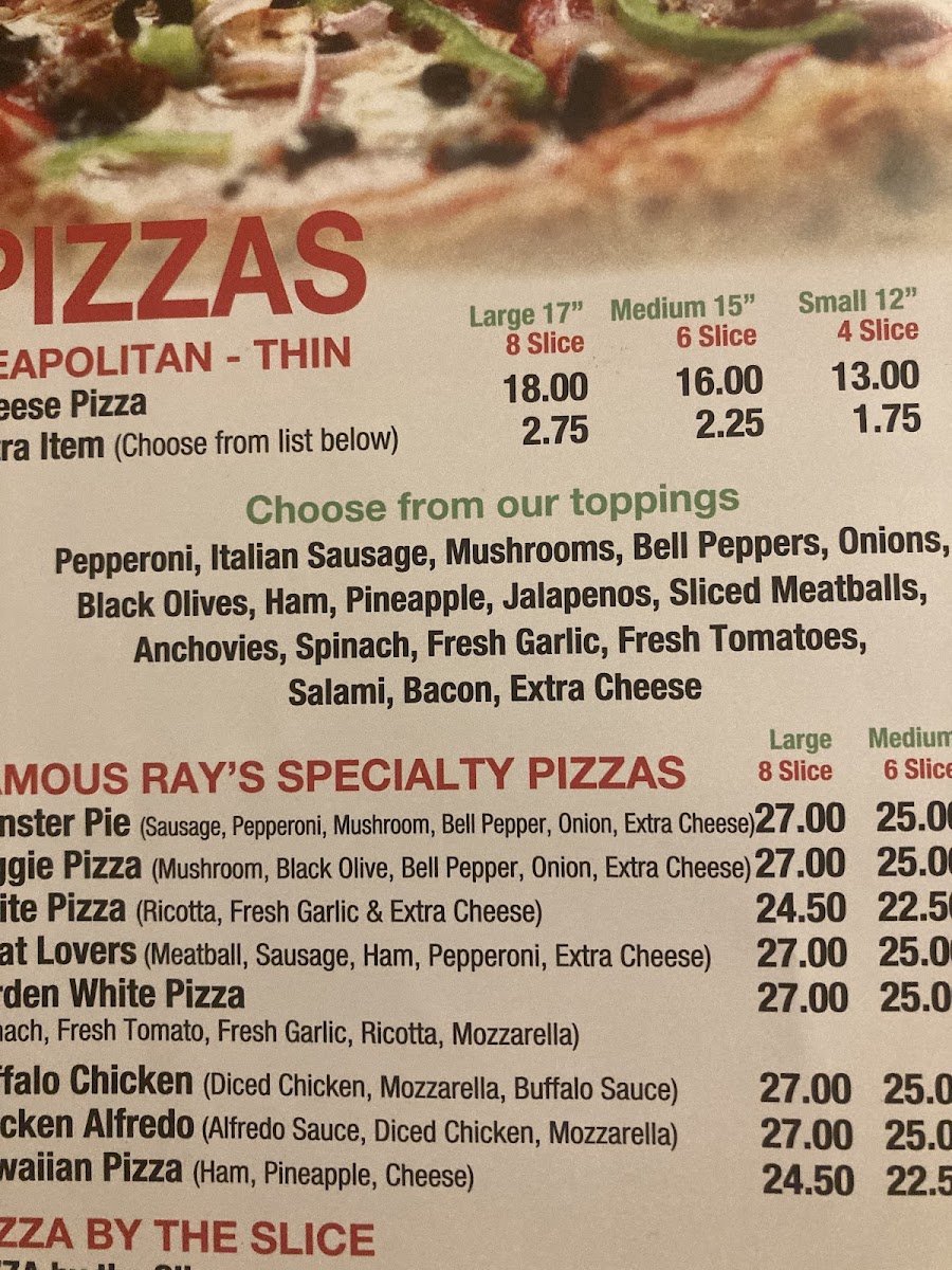 Menu Ray's Pizza-1
