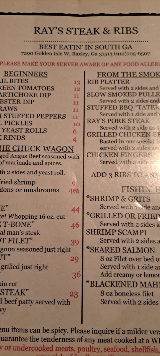 Menu Ray's Steaks & Ribs-6