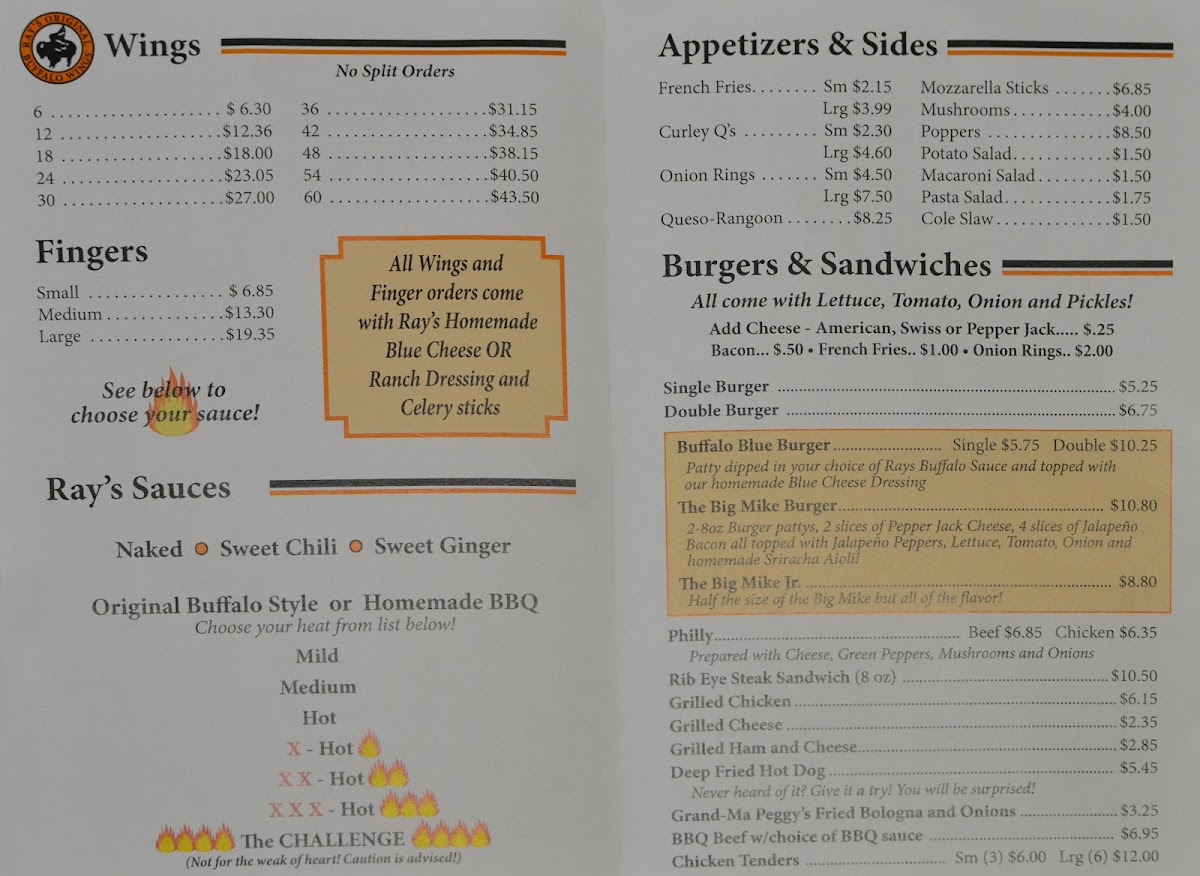 Menu Ray's Wings & Pizza/ray's Original Buffalo Wings-7