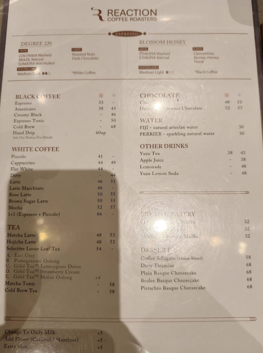 Menu Reaction Coffee Roasters (Tsim Sha Tsui)-1