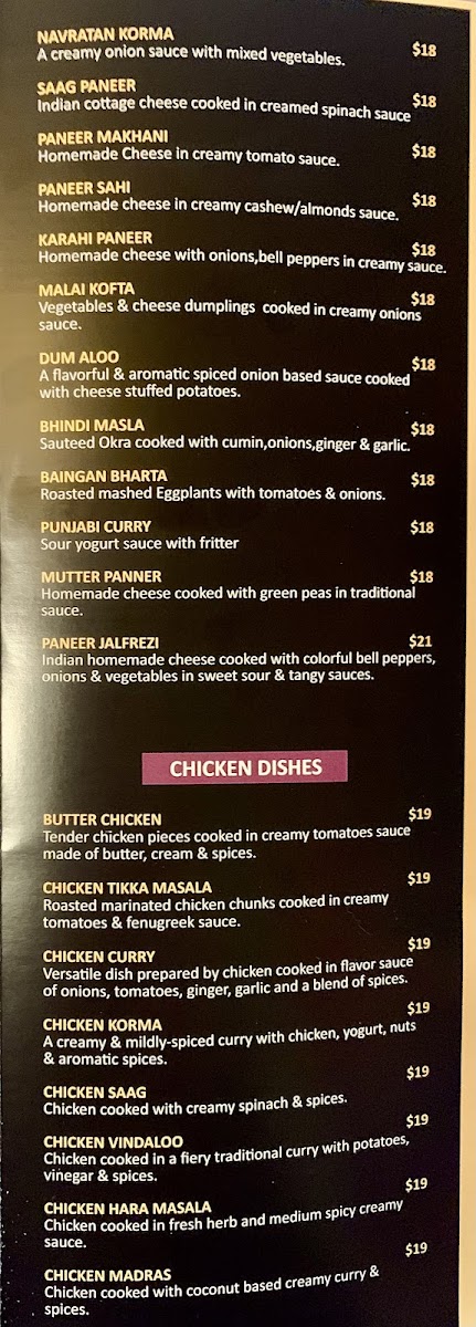 Menu Real Taste Of India Bend-9
