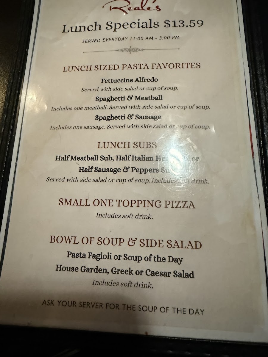 Menu Reale's Italian Cafe-5