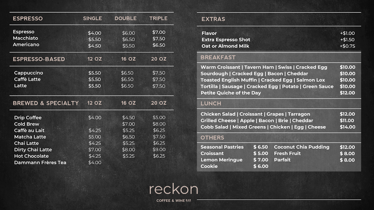 Menu Reckon Coffee & Wine Bar-1