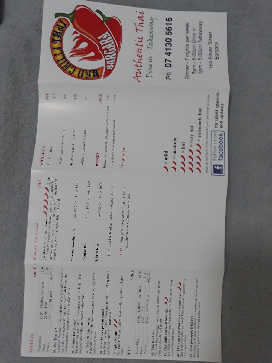 Menu Red Chilli Thai Bargara-9