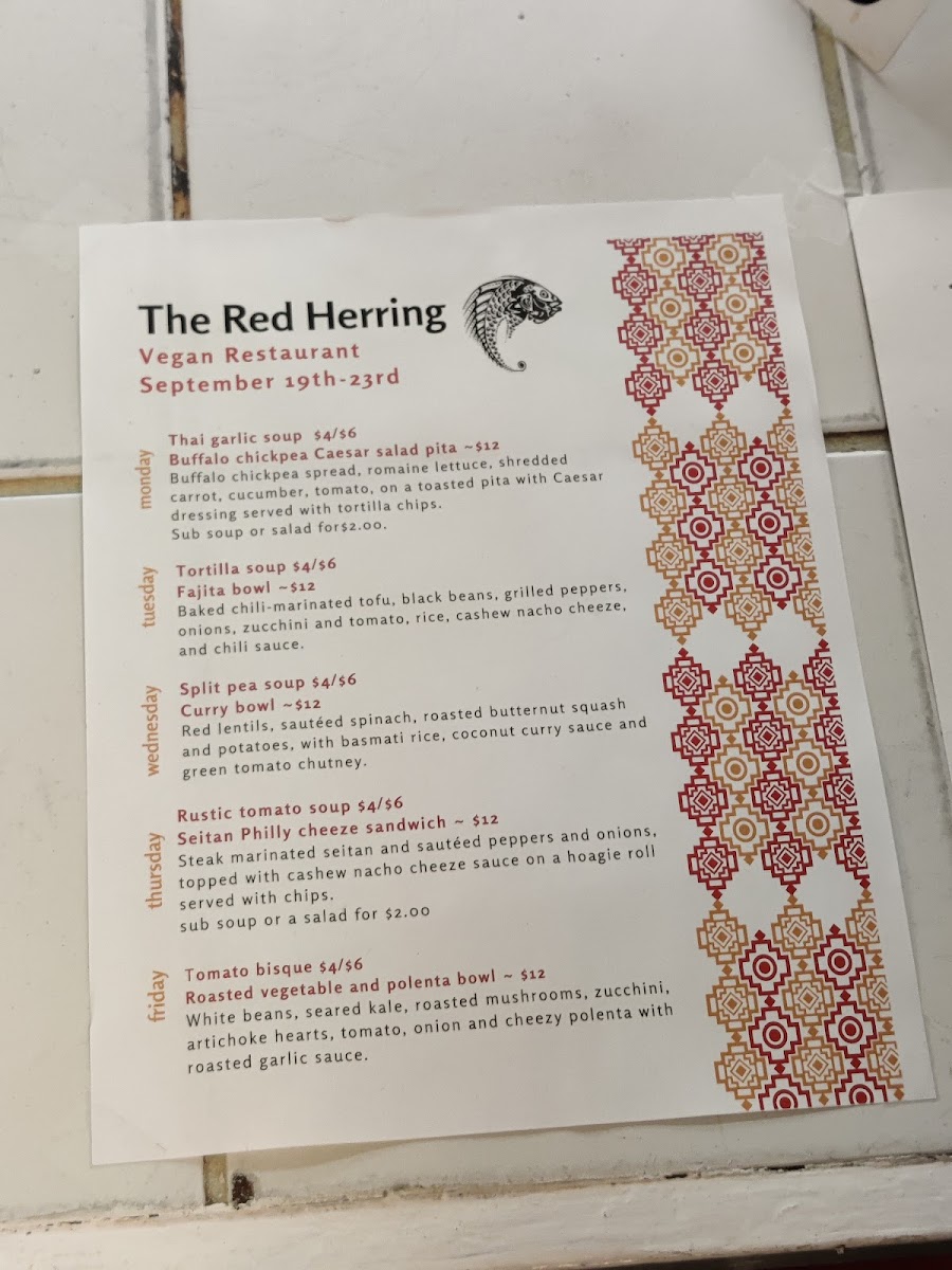Menu Red Herring Vegetarian Restaurant-1