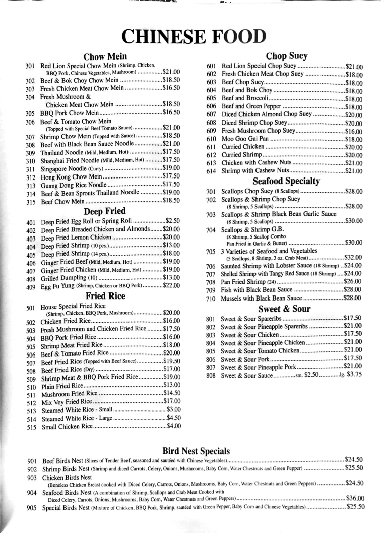 Menu Red Lion Inn-1