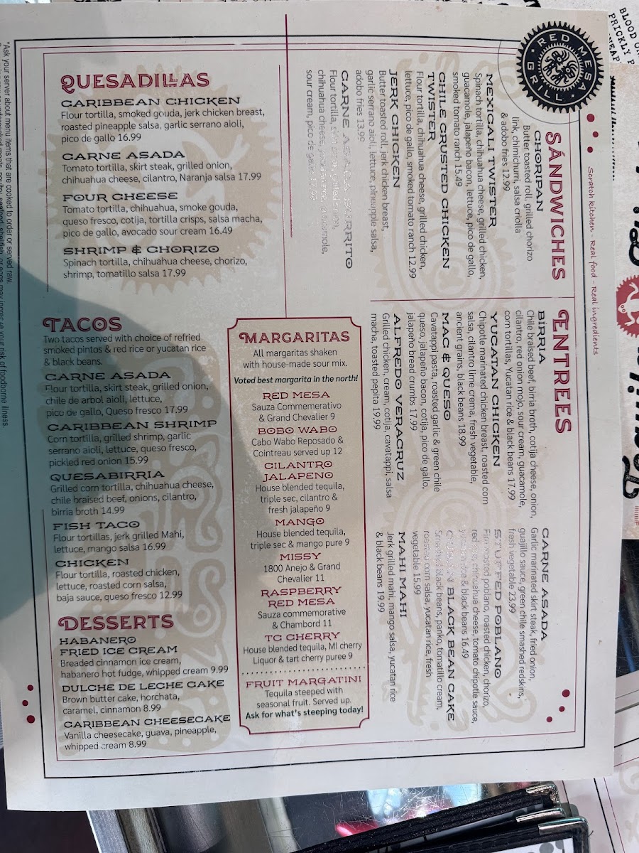 Menu Red Mesa Grill-Traverse City-9