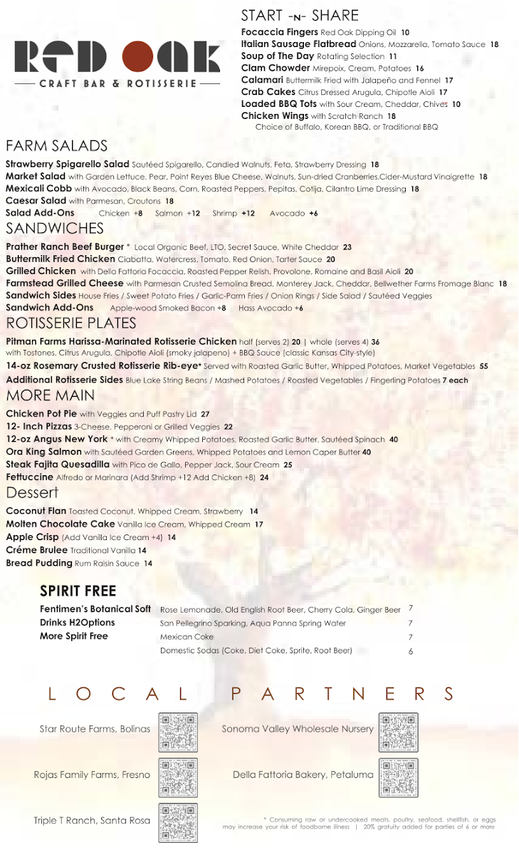 Menu Red Oak Craft Bar And Rotisserie-1