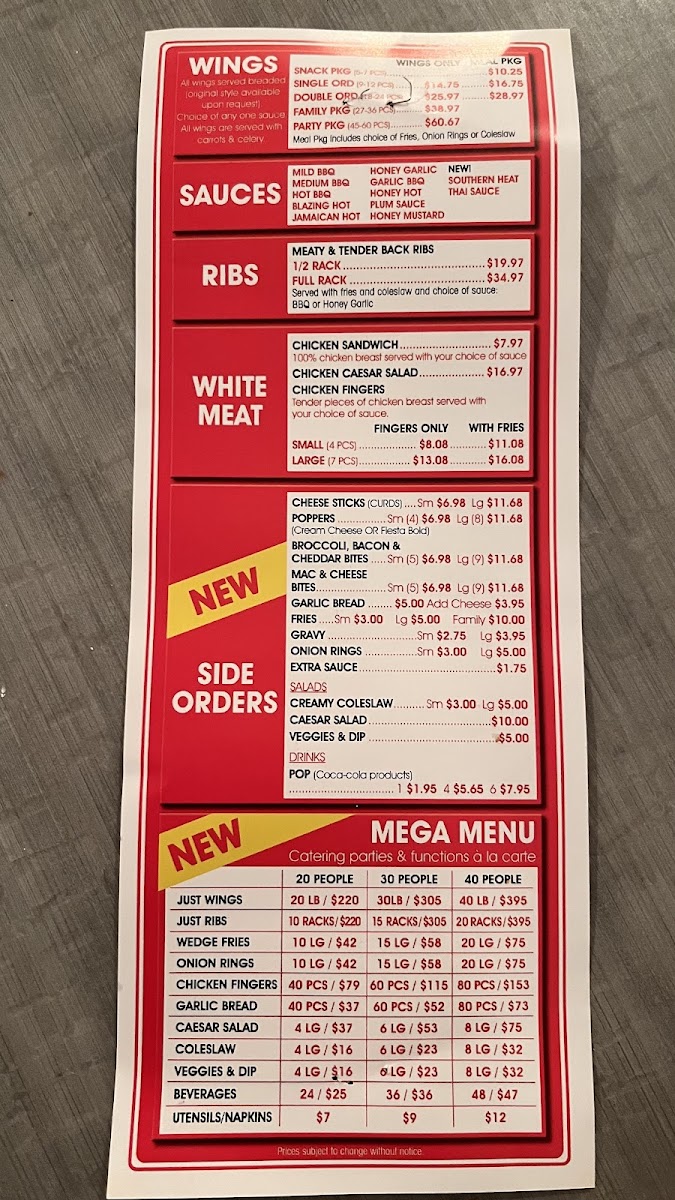 Menu Red Rockets Wings And Ribs Wellington Location-1
