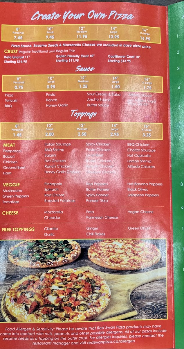 Menu Red Swan Pizza - Kamloops North-6