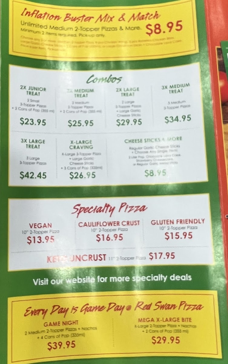 Menu Red Swan Pizza - Kamloops North-7