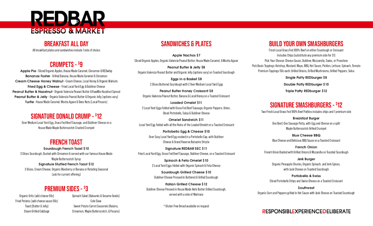Menu Redbar Espresso & Market Llc-1