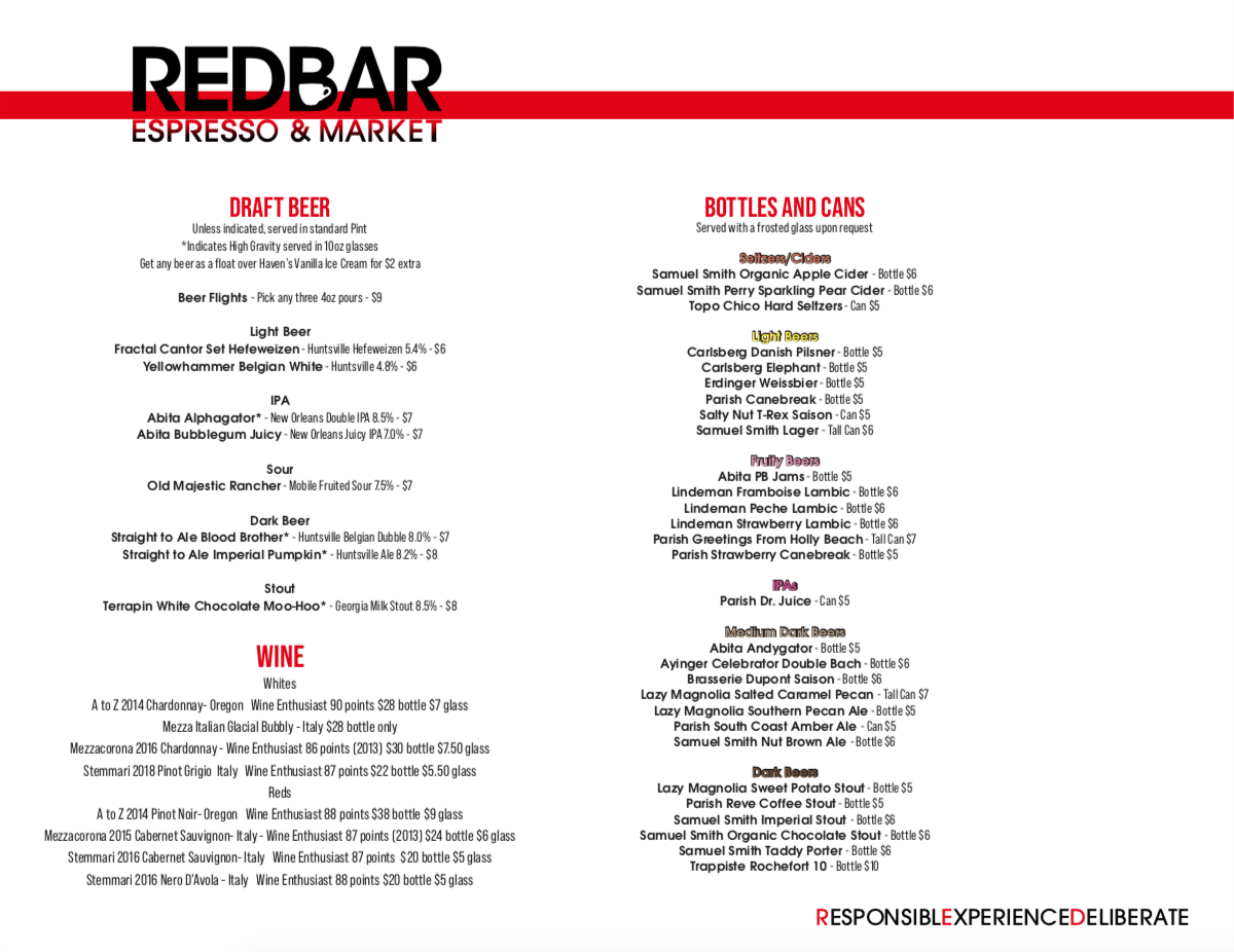 Menu Redbar Espresso & Market Llc-4