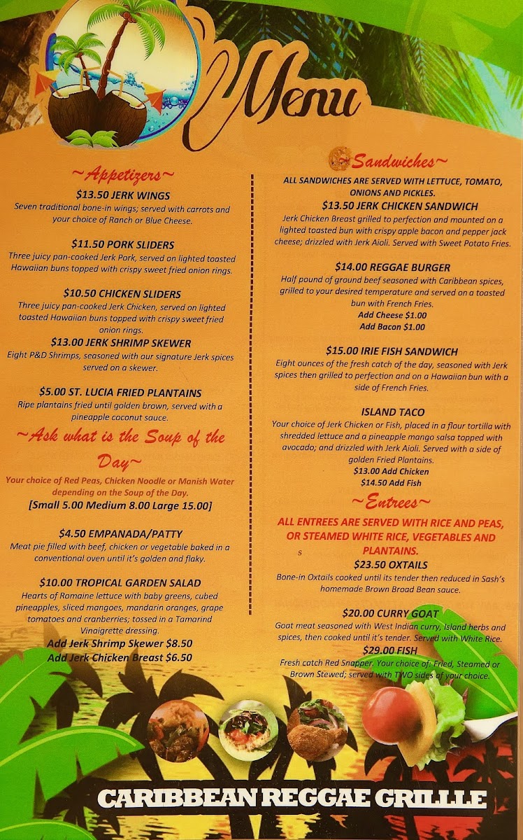 Menu Reggae Grille