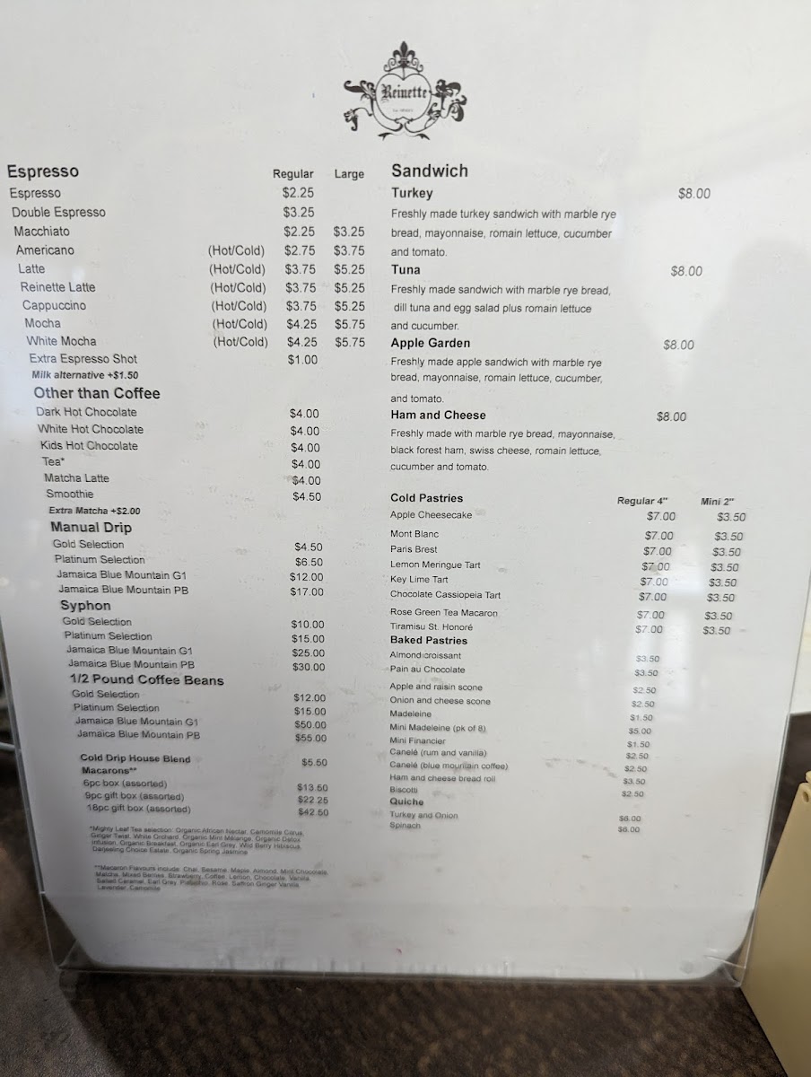 Menu Reinette Café & Patisserie-1