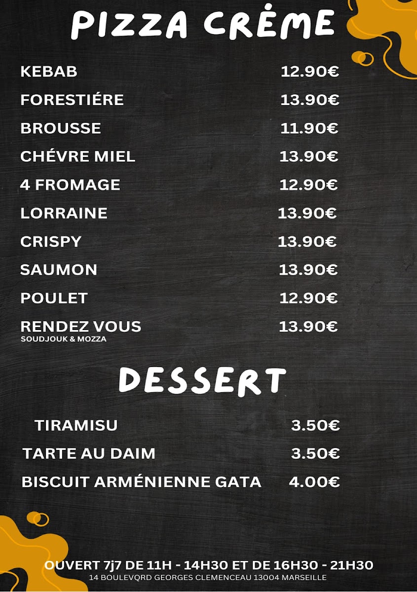 Menu Rendez-Vous Pizzeria – Pizza À Emporter & Livraison À Marseille 4-3