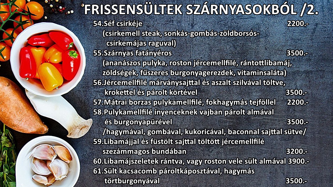Menu Reptér Étterem - Palkó Csárda-2