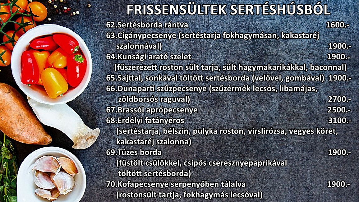 Menu Reptér Étterem - Palkó Csárda-3