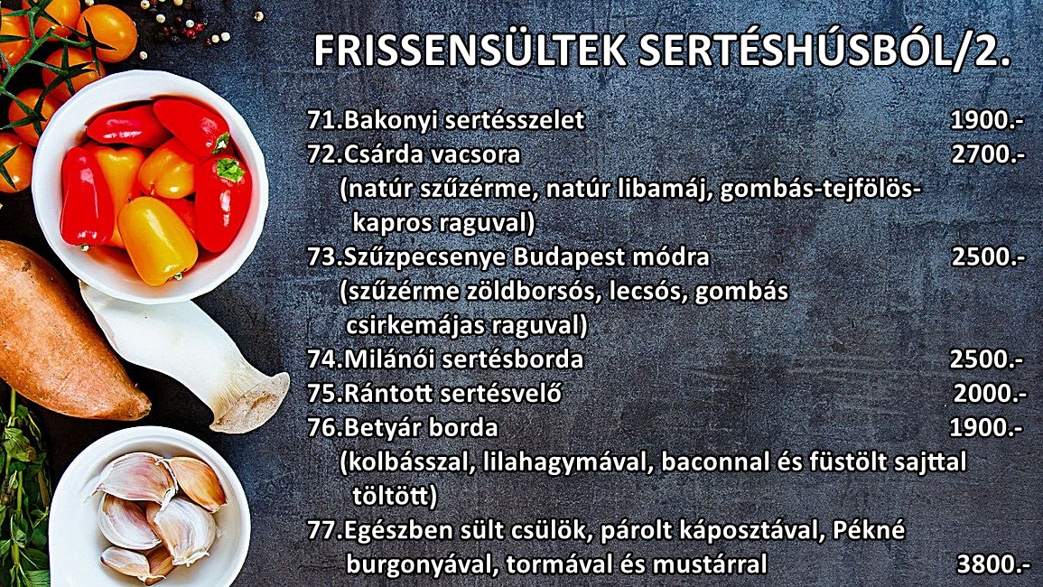 Menu Reptér Étterem - Palkó Csárda-5