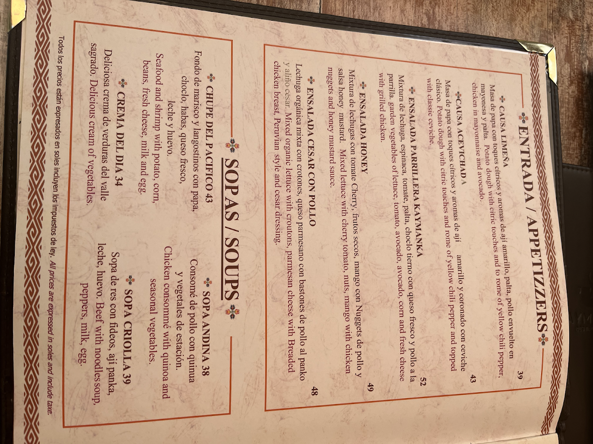 Menu Rest. Centenario De Machu Picchu-2