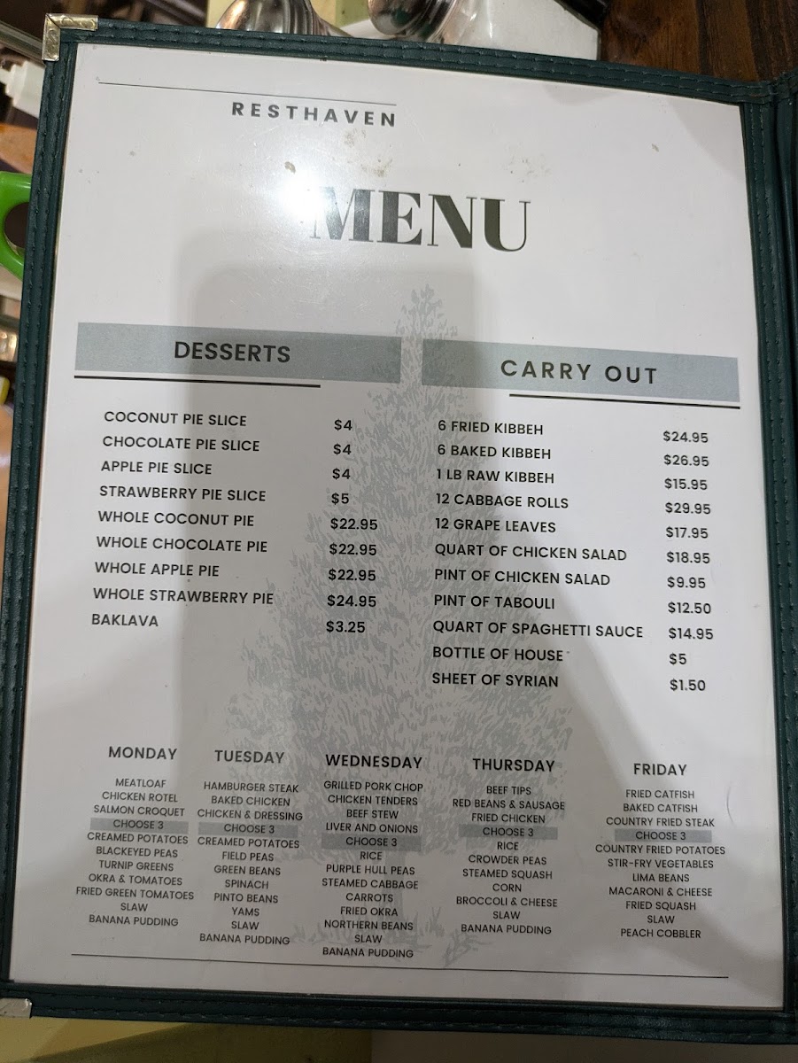 Menu Rest Haven-4